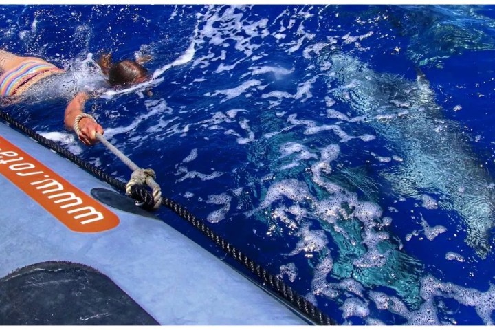 a man in a pool of water